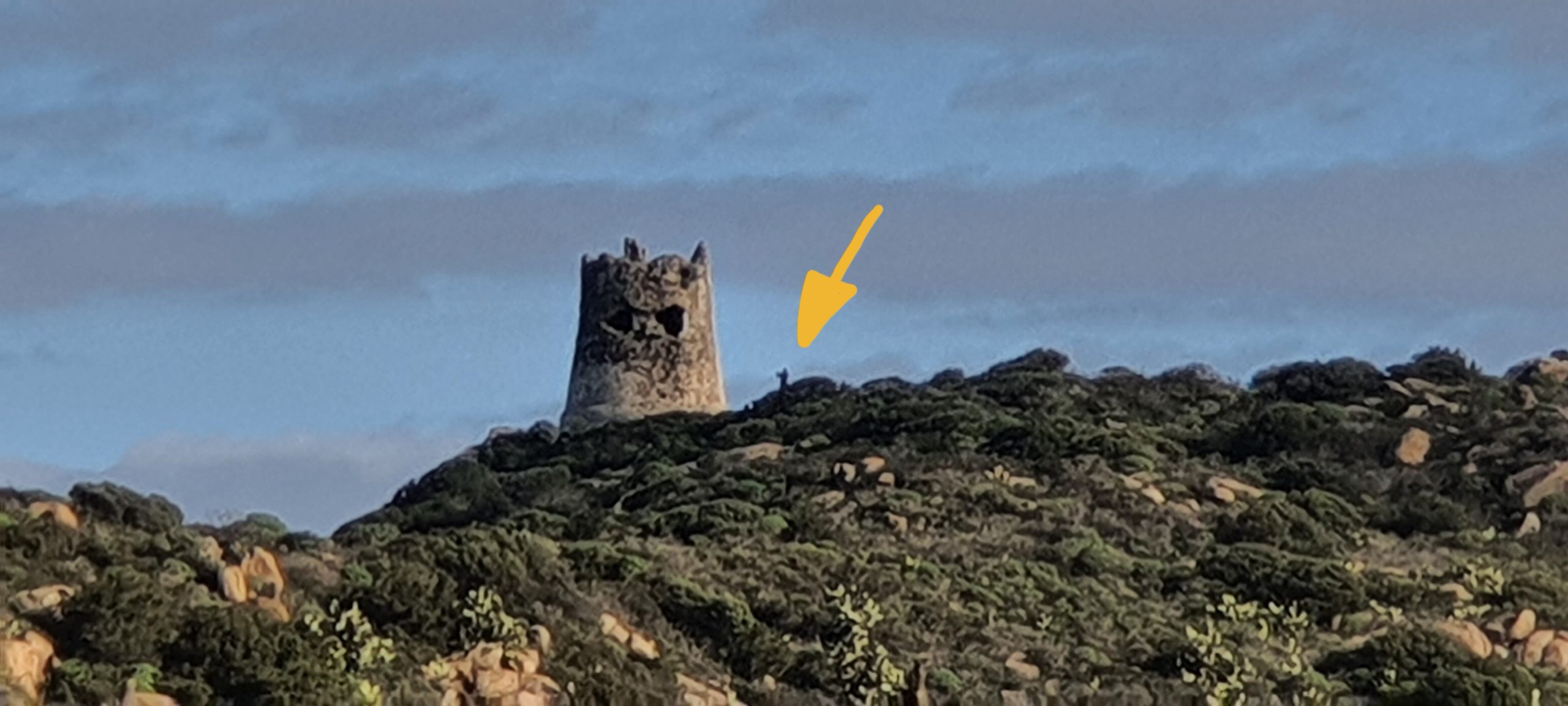 Torre di Porto Giunco vista da lontano