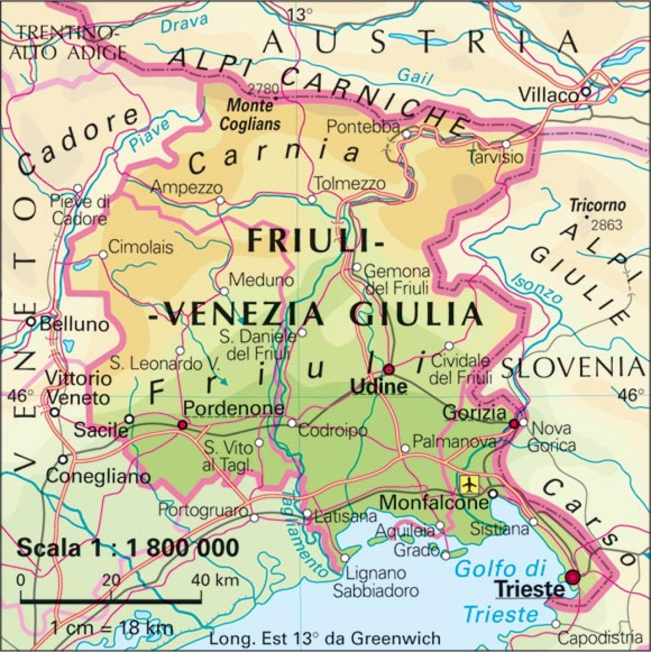 Cartina Friuli Venezia Giulia