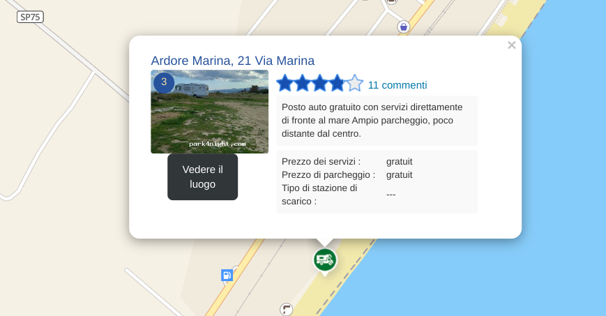 Mappa con indirizzo del parcheggio a Ardore Marina, in Calabria