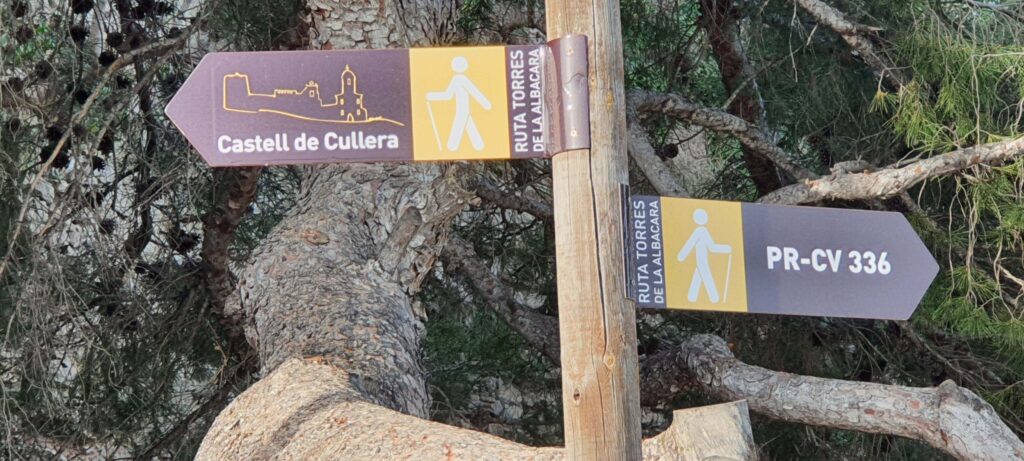 Cartello che indica il Santuario di Cullera, in Spagna 
