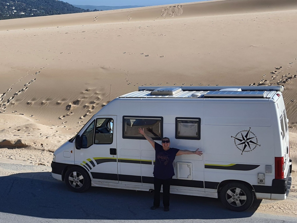 Io e il mio van a Tarifa, in Spagna